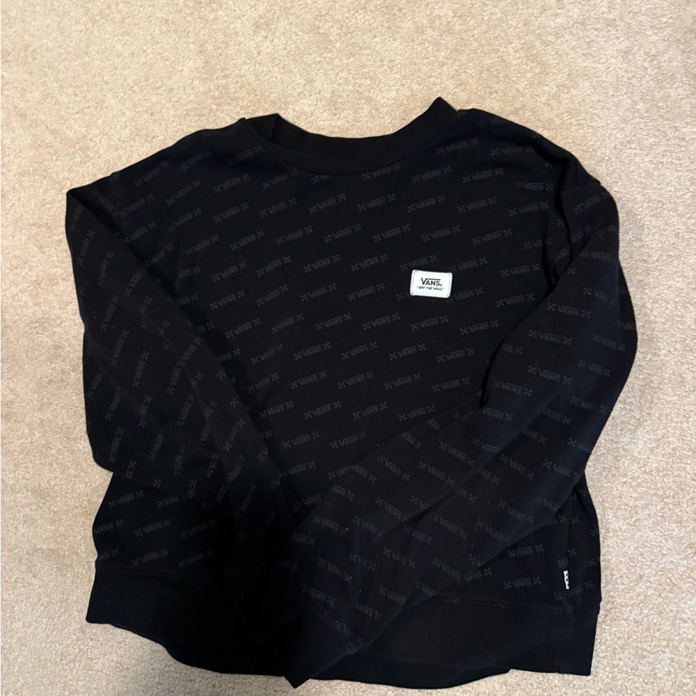 Vans Black Crewneck with Logo Pattern